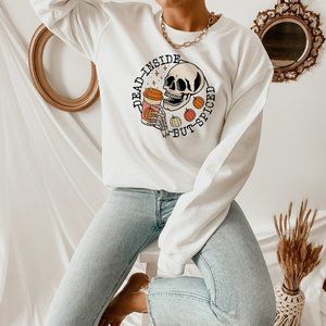 Dead Inside But Spiced White Sweatshirt
